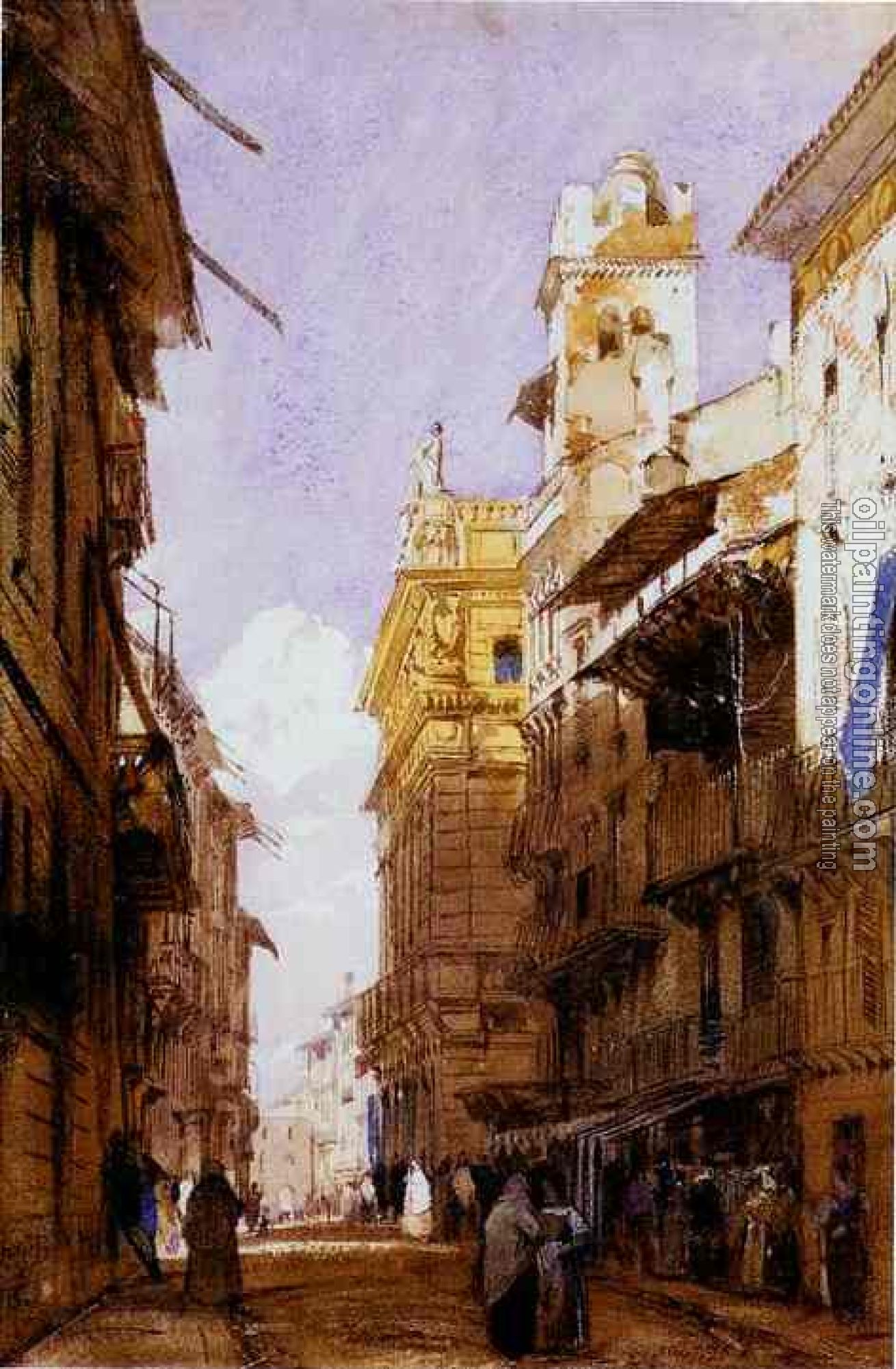 Richard Parkes Bonington - Corso Sant'Anastasia, Verona, with the Palace of Prince Maffei